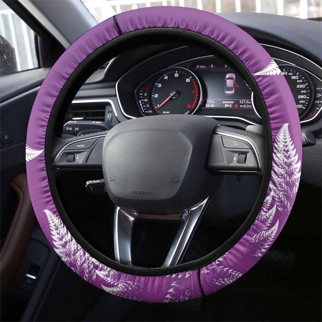 New Zealand Darts Steering Wheel Cover Aotearoa Fern Mix Paua Shell Manaia - Purple LT14 - Polynesian Pride