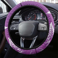 New Zealand Darts Steering Wheel Cover Aotearoa Fern Mix Paua Shell Manaia - Purple LT14 - Polynesian Pride