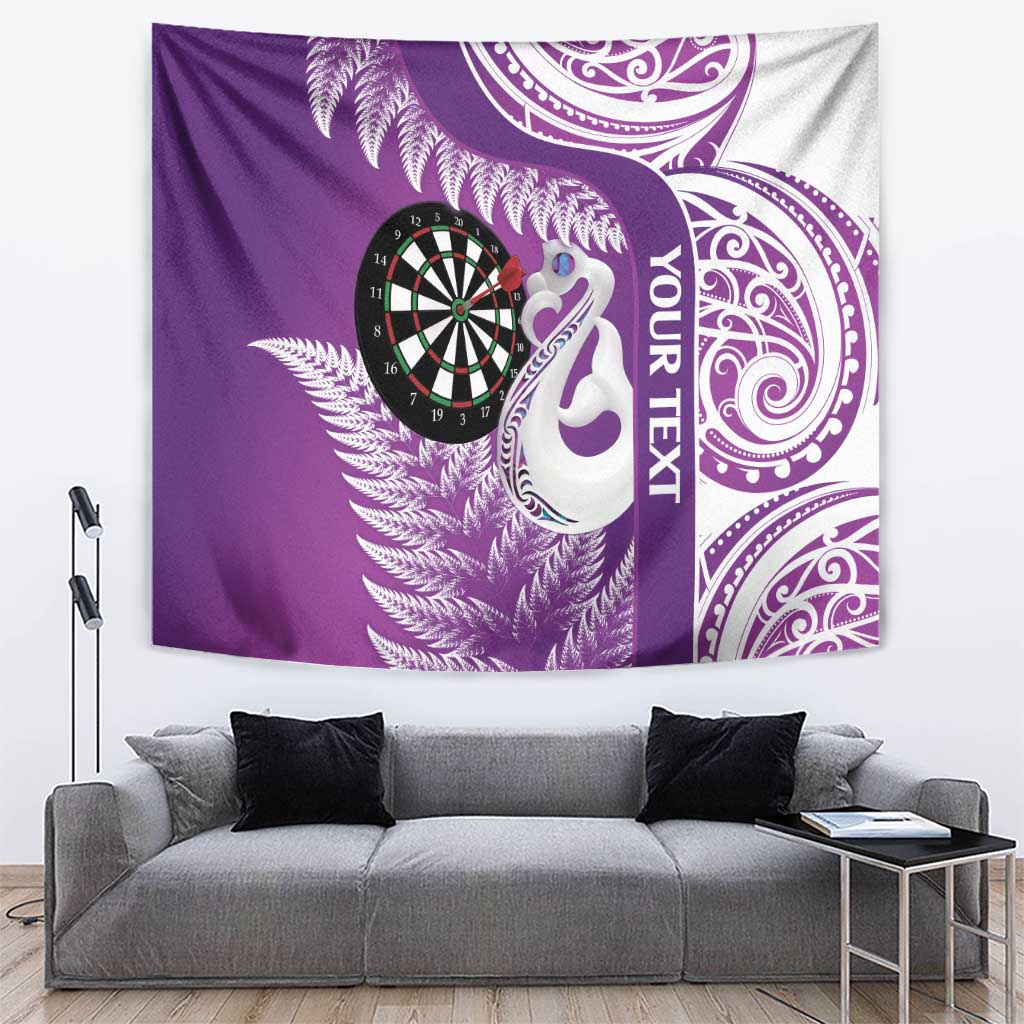 Personalised New Zealand Darts Tapestry Aotearoa Fern Mix Paua Shell Manaia - Purple LT14 Purple - Polynesian Pride