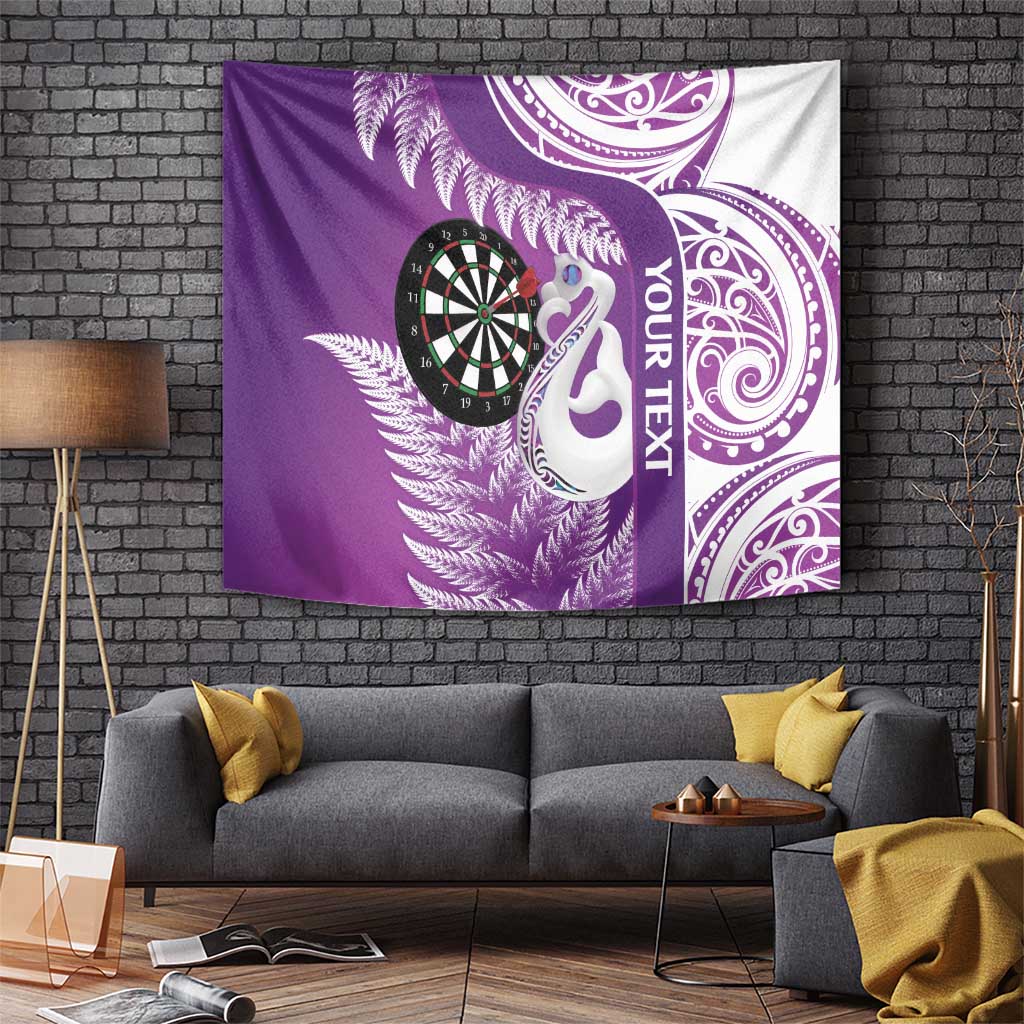 Personalised New Zealand Darts Tapestry Aotearoa Fern Mix Paua Shell Manaia - Purple LT14 - Polynesian Pride