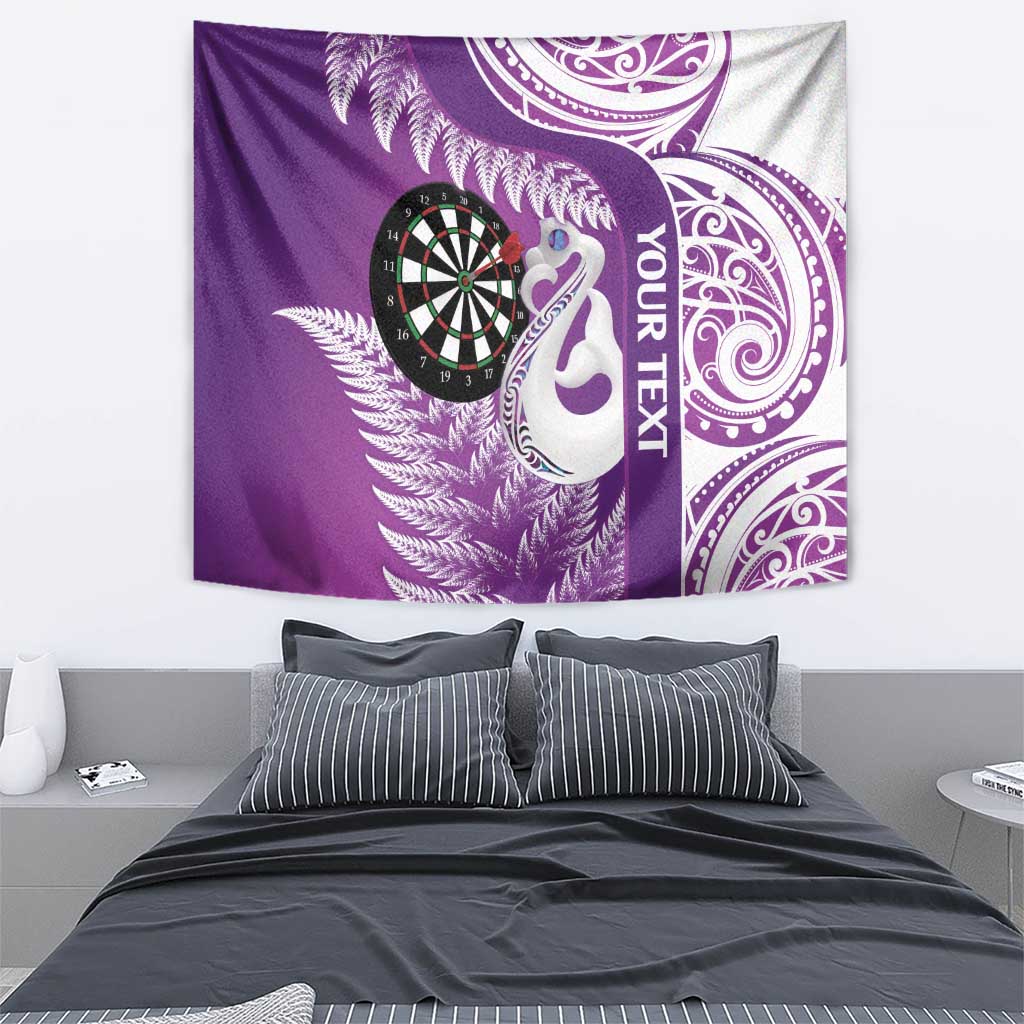 Personalised New Zealand Darts Tapestry Aotearoa Fern Mix Paua Shell Manaia - Purple LT14 - Polynesian Pride