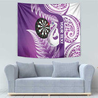 Personalised New Zealand Darts Tapestry Aotearoa Fern Mix Paua Shell Manaia - Purple LT14 - Polynesian Pride