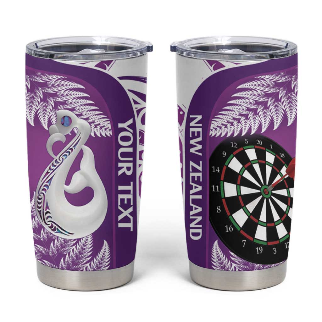 Personalised New Zealand Darts Tumbler Cup Aotearoa Fern Mix Paua Shell Manaia - Purple LT14 Purple - Polynesian Pride