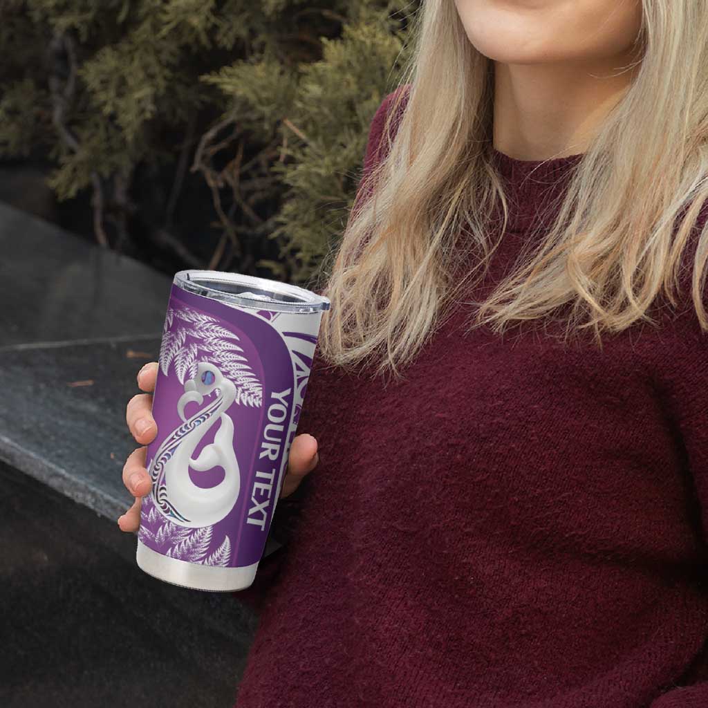 Personalised New Zealand Darts Tumbler Cup Aotearoa Fern Mix Paua Shell Manaia - Purple LT14 - Polynesian Pride
