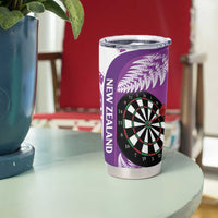 Personalised New Zealand Darts Tumbler Cup Aotearoa Fern Mix Paua Shell Manaia - Purple LT14 - Polynesian Pride