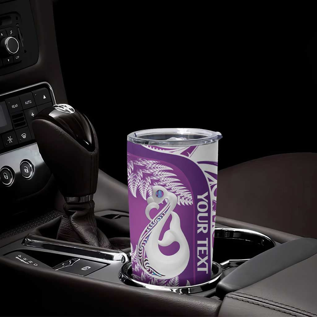 Personalised New Zealand Darts Tumbler Cup Aotearoa Fern Mix Paua Shell Manaia - Purple LT14 - Polynesian Pride