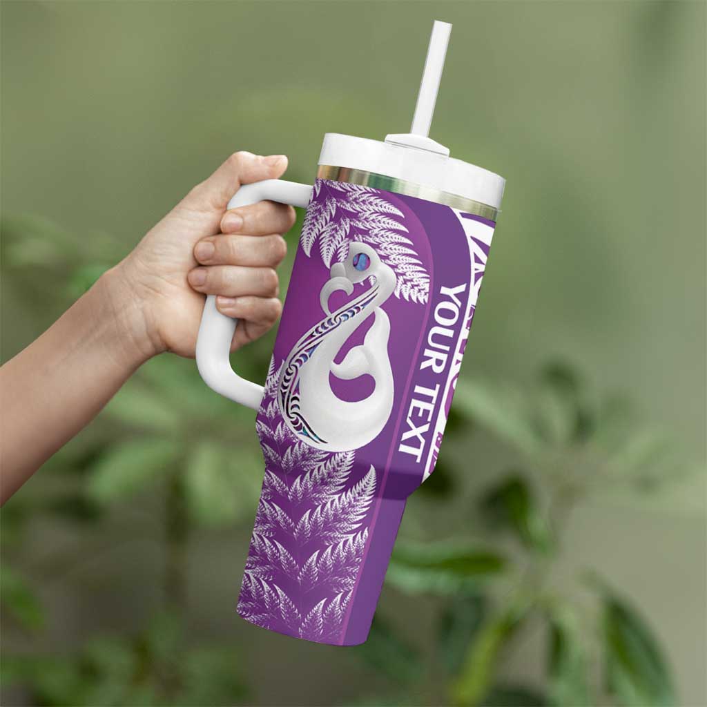 Personalised New Zealand Darts Tumbler With Handle Aotearoa Fern Mix Paua Shell Manaia - Purple LT14 - Polynesian Pride