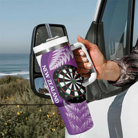 Personalised New Zealand Darts Tumbler With Handle Aotearoa Fern Mix Paua Shell Manaia - Purple LT14 - Polynesian Pride