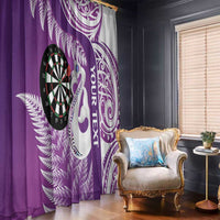 Personalised New Zealand Darts Window Curtain Aotearoa Fern Mix Paua Shell Manaia - Purple LT14 - Polynesian Pride