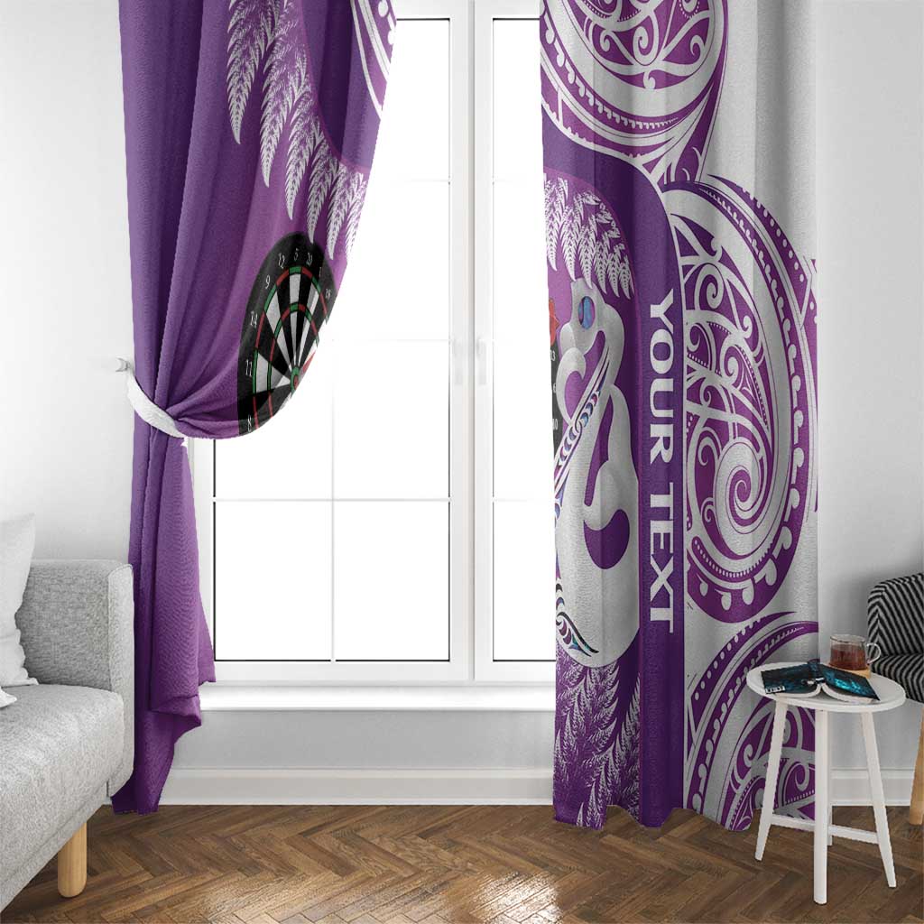 Personalised New Zealand Darts Window Curtain Aotearoa Fern Mix Paua Shell Manaia - Purple LT14 - Polynesian Pride