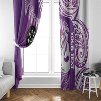 Personalised New Zealand Darts Window Curtain Aotearoa Fern Mix Paua Shell Manaia - Purple LT14 - Polynesian Pride
