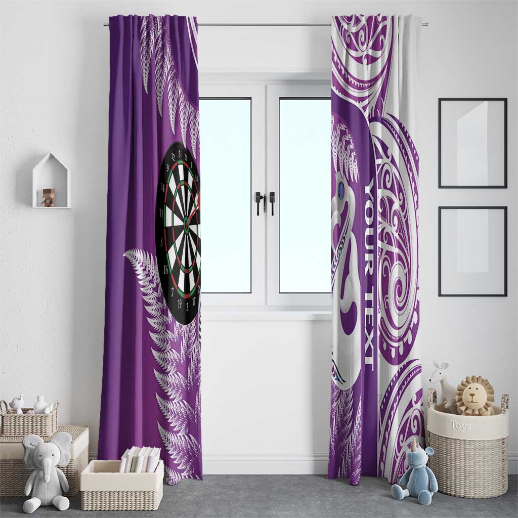 Personalised New Zealand Darts Window Curtain Aotearoa Fern Mix Paua Shell Manaia - Purple LT14 - Polynesian Pride