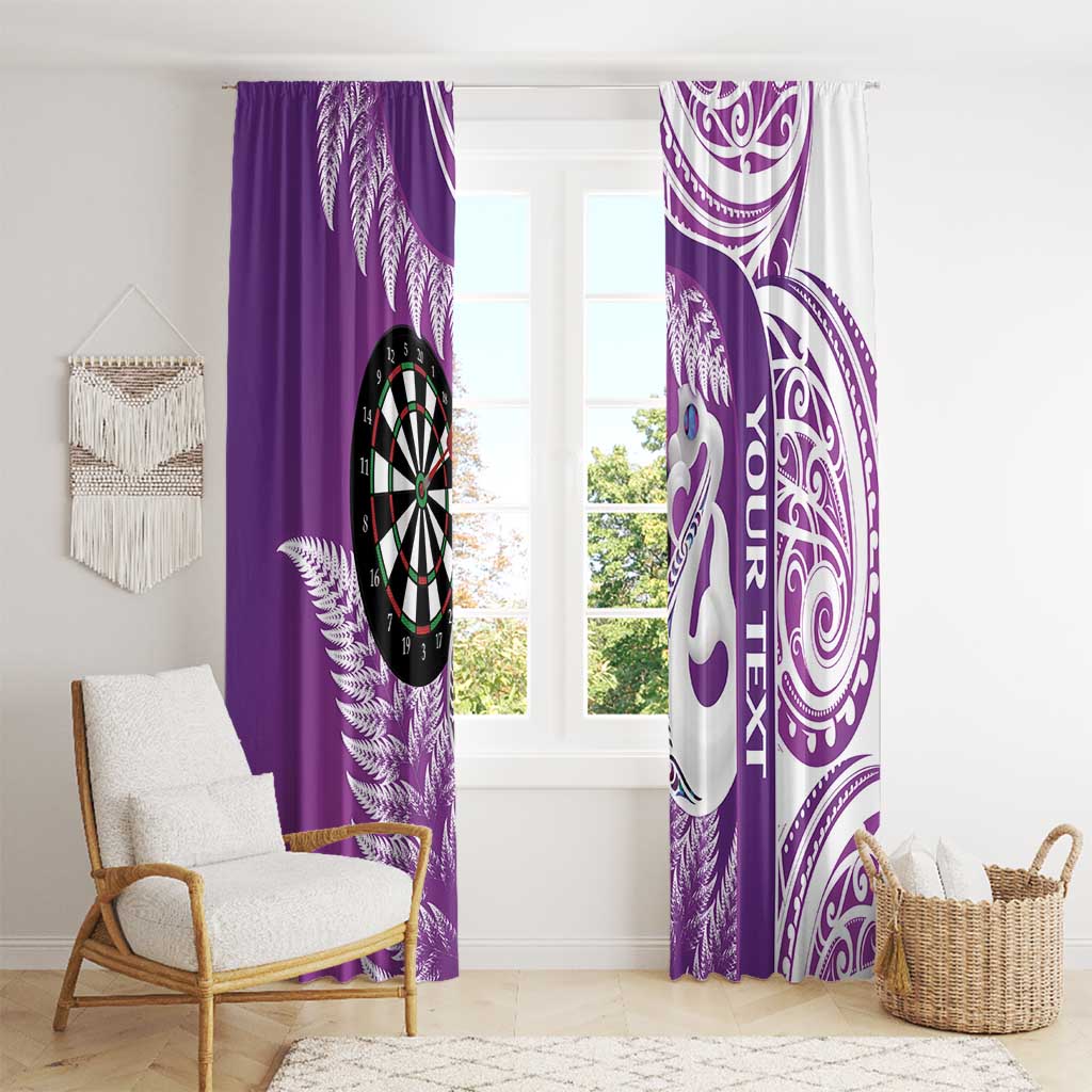 Personalised New Zealand Darts Window Curtain Aotearoa Fern Mix Paua Shell Manaia - Purple LT14 - Polynesian Pride