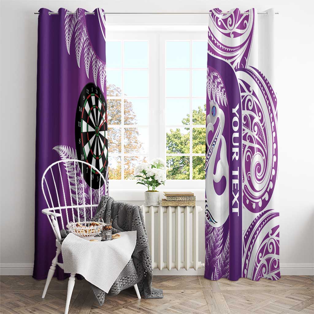 Personalised New Zealand Darts Window Curtain Aotearoa Fern Mix Paua Shell Manaia - Purple LT14 - Polynesian Pride