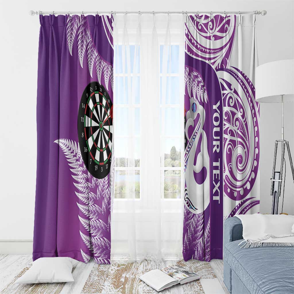 Personalised New Zealand Darts Window Curtain Aotearoa Fern Mix Paua Shell Manaia - Purple LT14 - Polynesian Pride