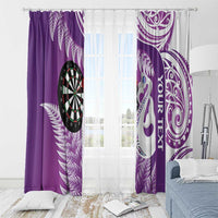 Personalised New Zealand Darts Window Curtain Aotearoa Fern Mix Paua Shell Manaia - Purple LT14 - Polynesian Pride