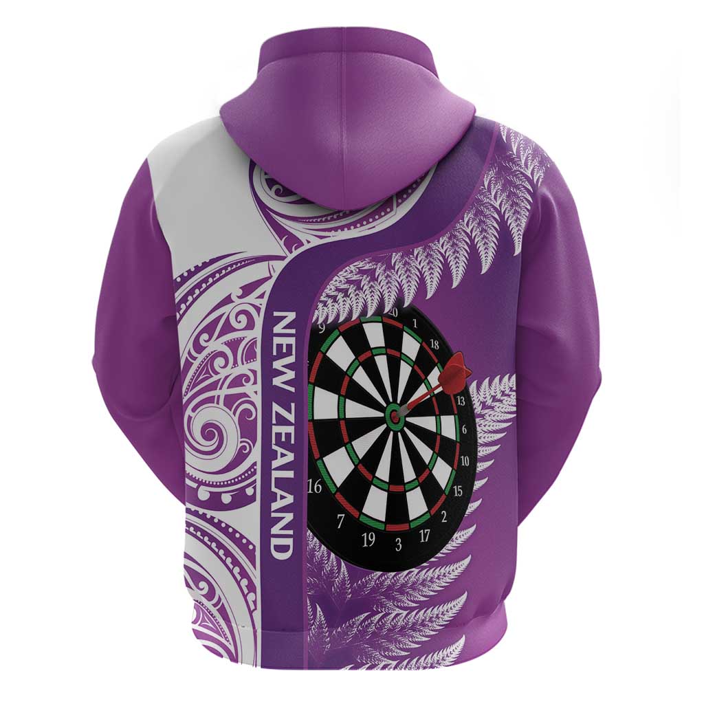 Personalised New Zealand Darts Zip Hoodie Aotearoa Fern Mix Paua Shell Manaia - Purple LT14 - Polynesian Pride
