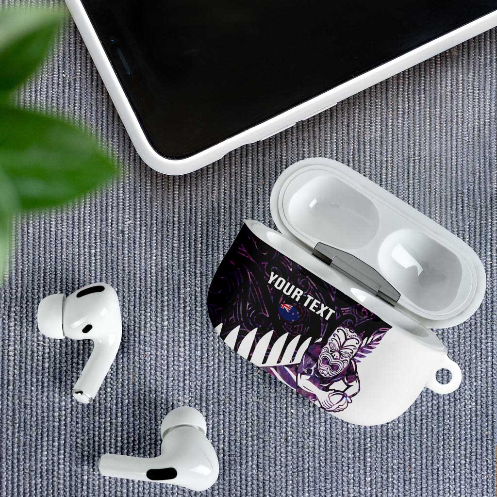 New Zealand Silver Fern Rugby Custom AirPods Case Go All Black Purple Maori Paua Shell LT14 - Polynesian Pride