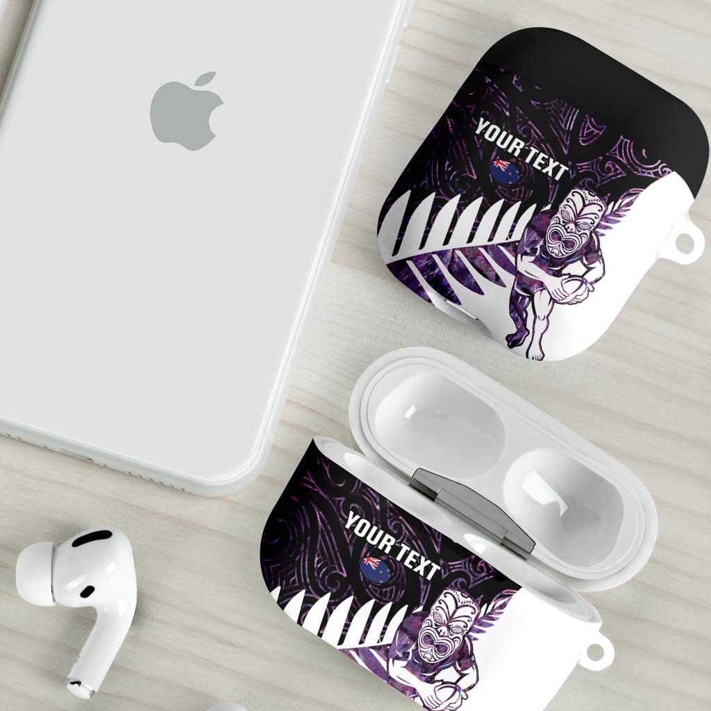 New Zealand Silver Fern Rugby Custom AirPods Case Go All Black Purple Maori Paua Shell LT14 - Polynesian Pride