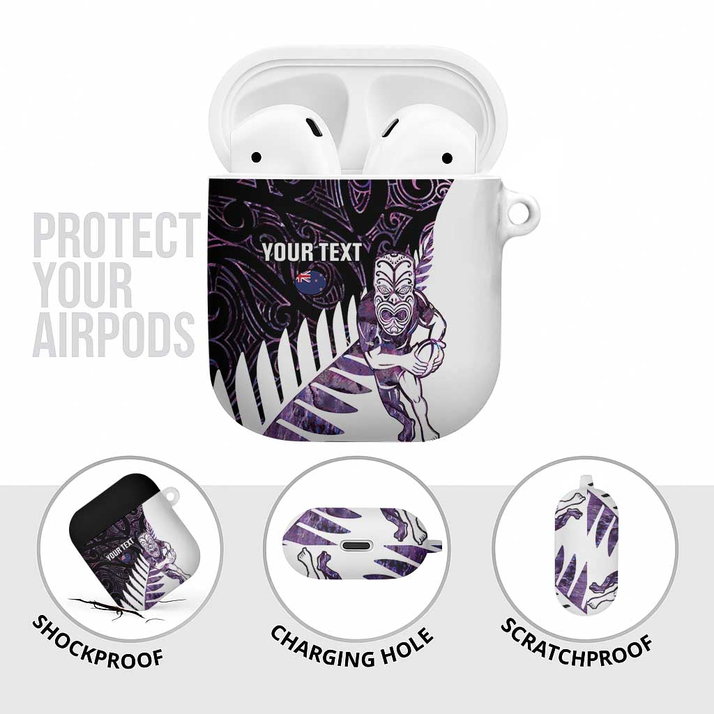 New Zealand Silver Fern Rugby Custom AirPods Case Go All Black Purple Maori Paua Shell LT14 - Polynesian Pride