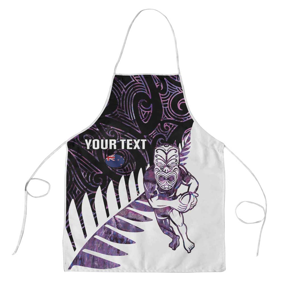 New Zealand Silver Fern Rugby Custom Apron Go All Black Purple Maori Paua Shell LT14 Purple - Polynesian Pride