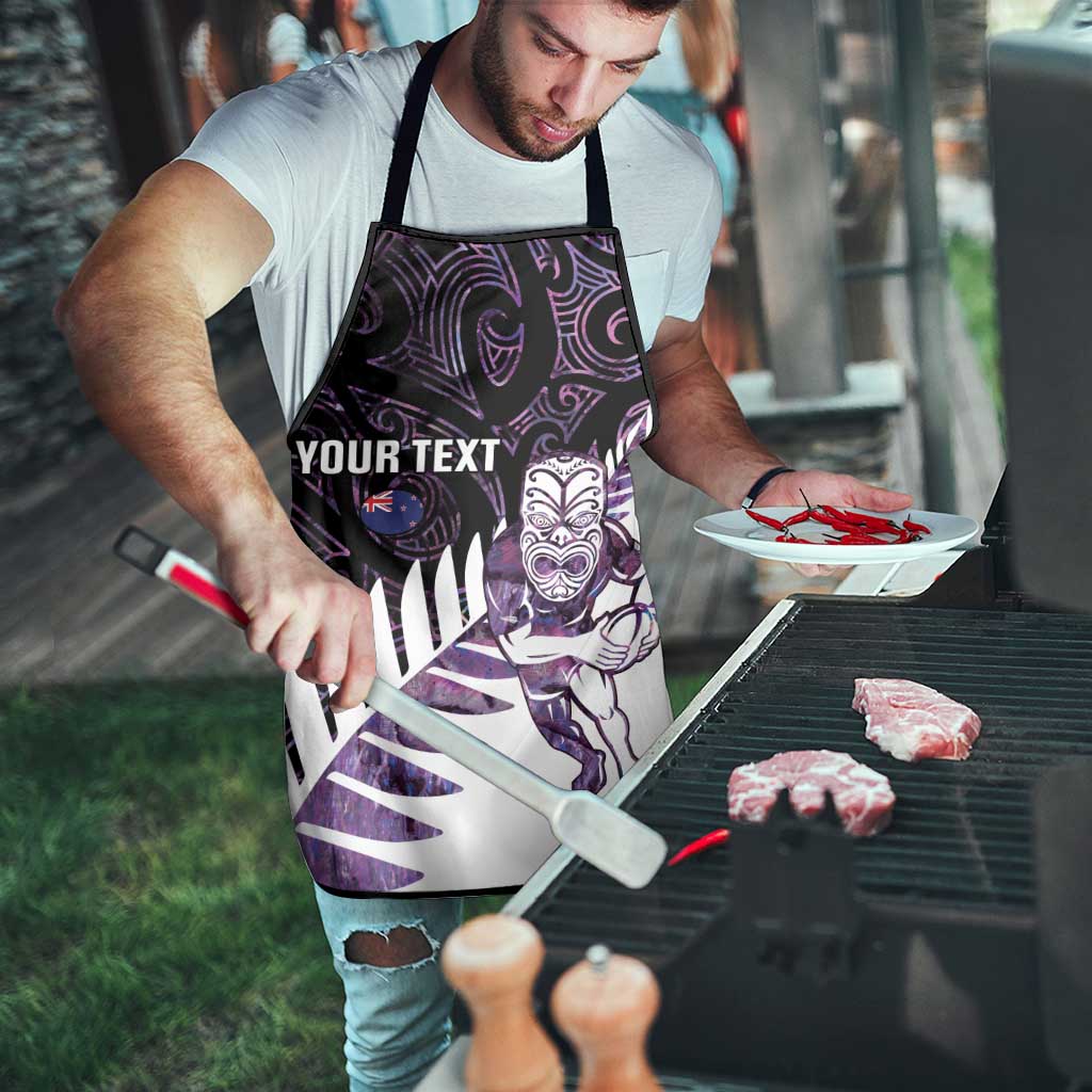 New Zealand Silver Fern Rugby Custom Apron Go All Black Purple Maori Paua Shell LT14 - Polynesian Pride