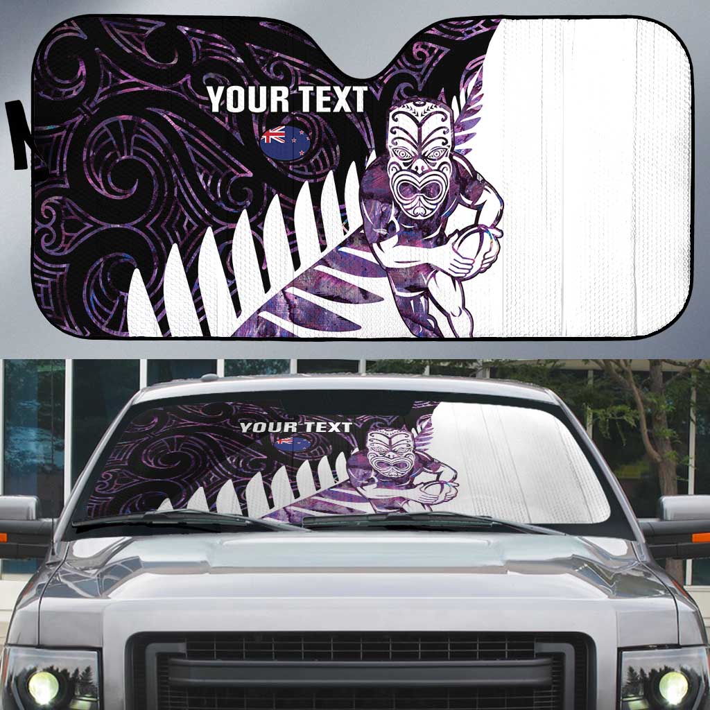 New Zealand Silver Fern Rugby Custom Auto Sun Shade Go All Black Purple Maori Paua Shell LT14 Purple - Polynesian Pride