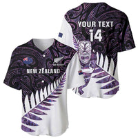 New Zealand Silver Fern Rugby Custom Baseball Jersey Go All Black Purple Maori Paua Shell LT14 - Polynesian Pride