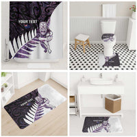 New Zealand Silver Fern Rugby Custom Bathroom Set Go All Black Purple Maori Paua Shell LT14 - Polynesian Pride