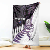 New Zealand Silver Fern Rugby Custom Blanket Go All Black Purple Maori Paua Shell LT14 - Polynesian Pride