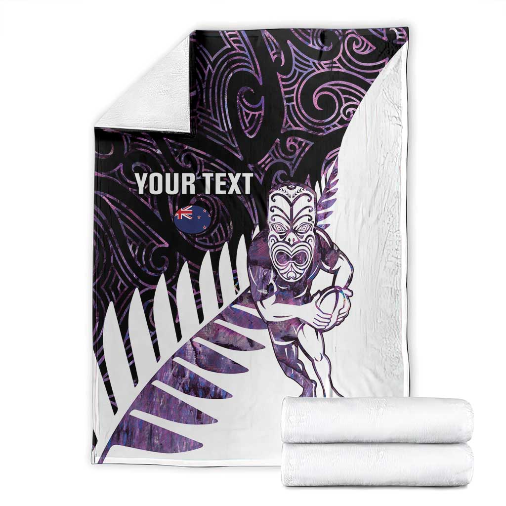 New Zealand Silver Fern Rugby Custom Blanket Go All Black Purple Maori Paua Shell LT14 - Polynesian Pride