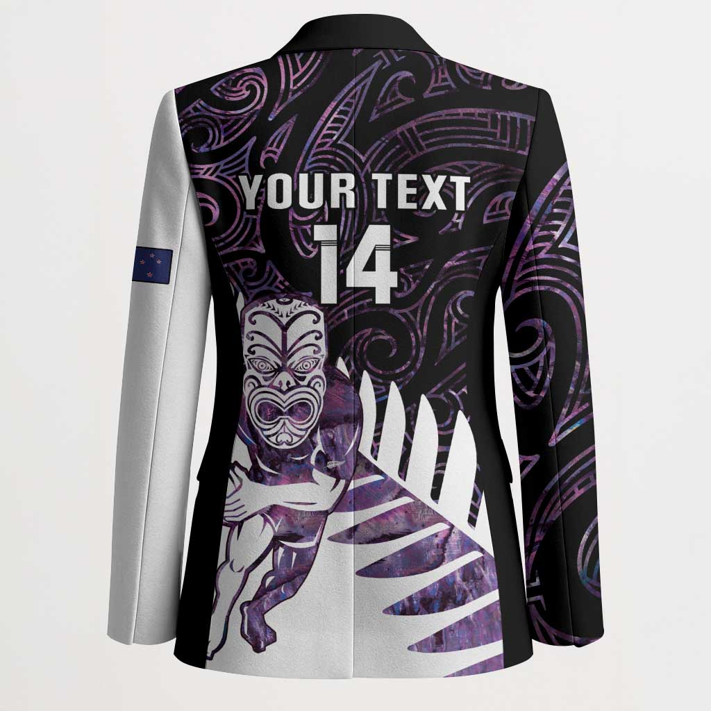 New Zealand Silver Fern Rugby Custom Blazer Go All Black Purple Maori Paua Shell LT14 - Polynesian Pride