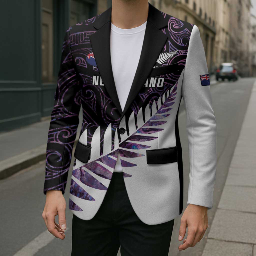 New Zealand Silver Fern Rugby Custom Blazer Go All Black Purple Maori Paua Shell LT14 - Polynesian Pride