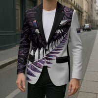New Zealand Silver Fern Rugby Custom Blazer Go All Black Purple Maori Paua Shell LT14 - Polynesian Pride
