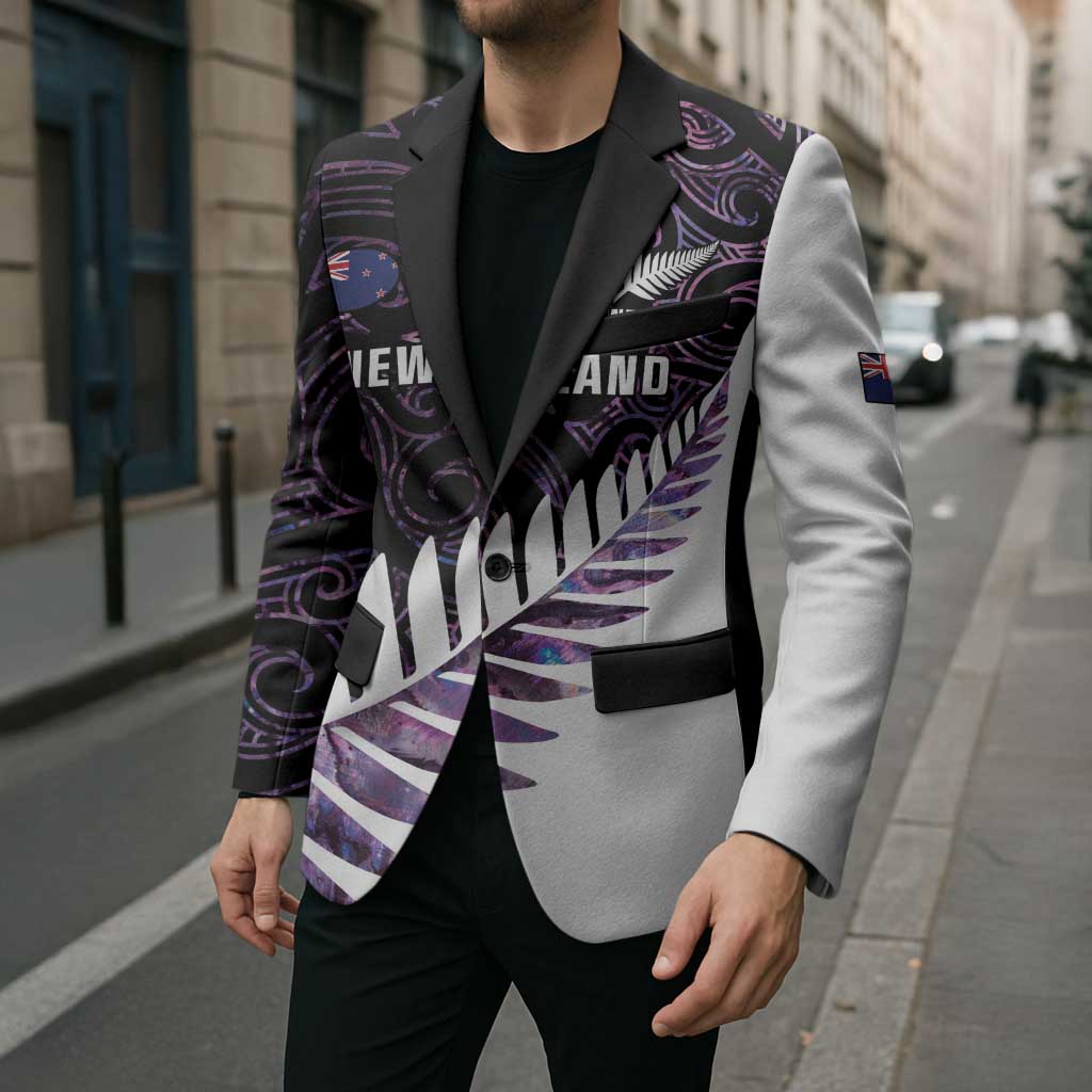 New Zealand Silver Fern Rugby Custom Blazer Go All Black Purple Maori Paua Shell LT14 - Polynesian Pride