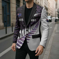 New Zealand Silver Fern Rugby Custom Blazer Go All Black Purple Maori Paua Shell LT14 - Polynesian Pride