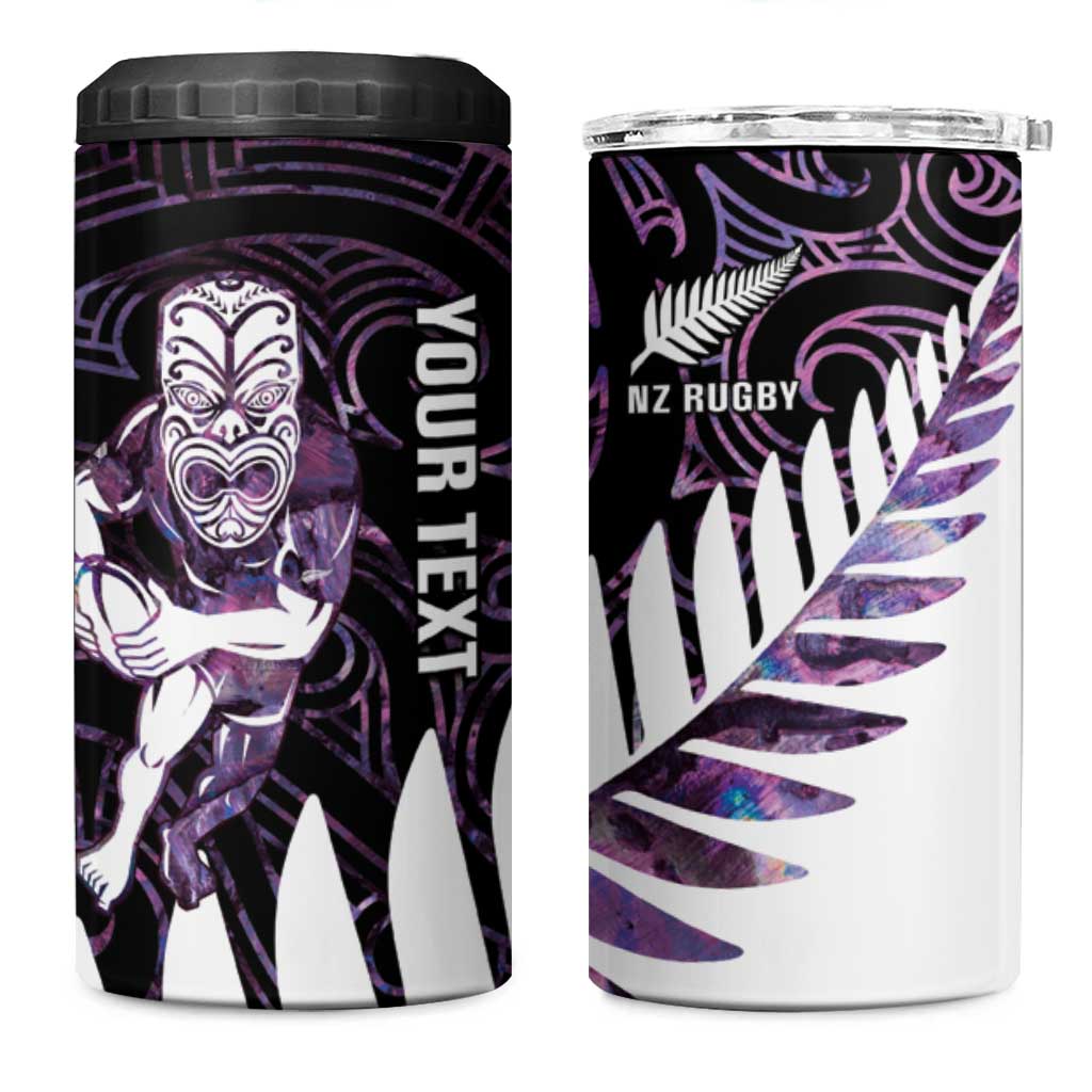 New Zealand Silver Fern Rugby Custom 4 in 1 Can Cooler Tumbler Go All Black Purple Maori Paua Shell LT14 One Size: 16 oz Purple - Polynesian Pride