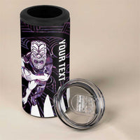 New Zealand Silver Fern Rugby Custom 4 in 1 Can Cooler Tumbler Go All Black Purple Maori Paua Shell LT14 - Polynesian Pride