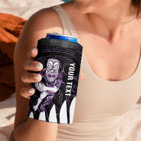 New Zealand Silver Fern Rugby Custom 4 in 1 Can Cooler Tumbler Go All Black Purple Maori Paua Shell LT14 - Polynesian Pride