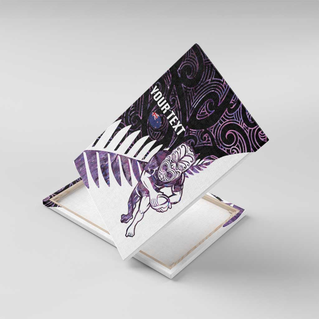 New Zealand Silver Fern Rugby Custom Canvas Wall Art Go All Black Purple Maori Paua Shell LT14 With Frame Purple - Polynesian Pride