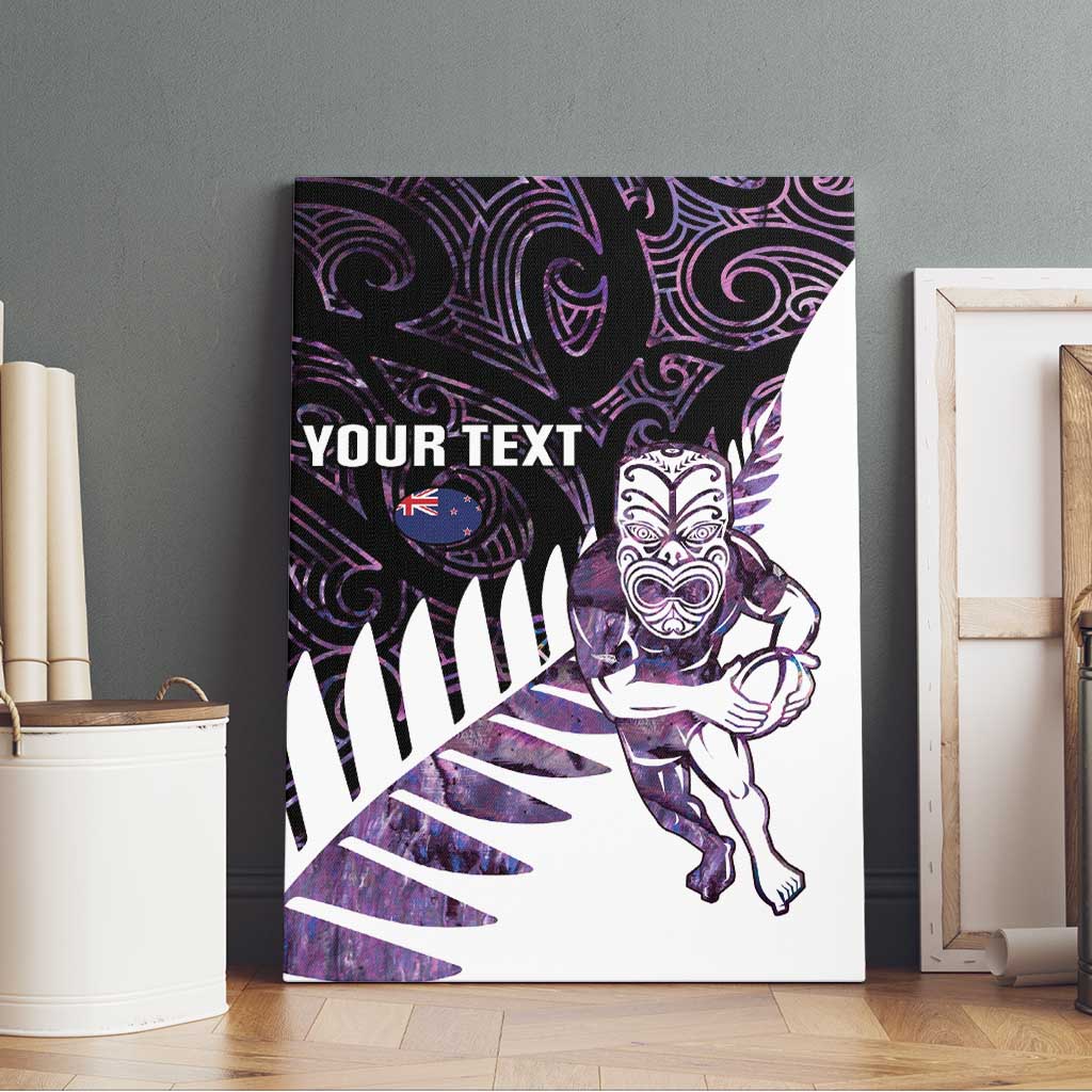 New Zealand Silver Fern Rugby Custom Canvas Wall Art Go All Black Purple Maori Paua Shell LT14 - Polynesian Pride