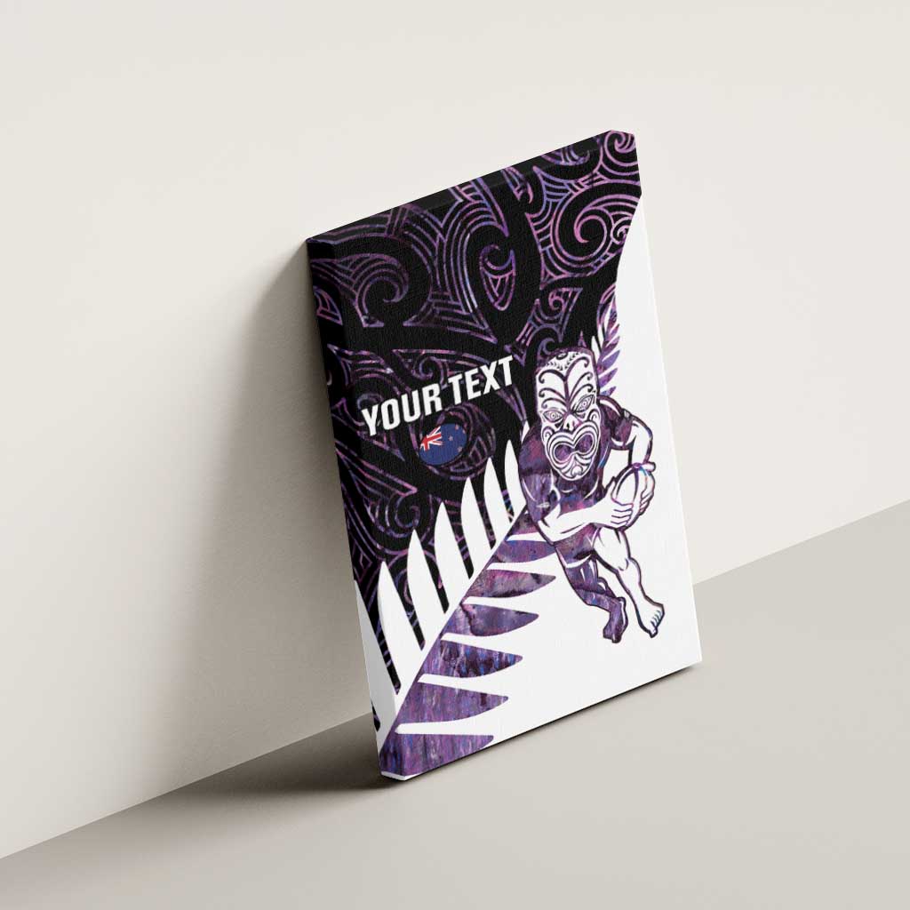 New Zealand Silver Fern Rugby Custom Canvas Wall Art Go All Black Purple Maori Paua Shell LT14 - Polynesian Pride