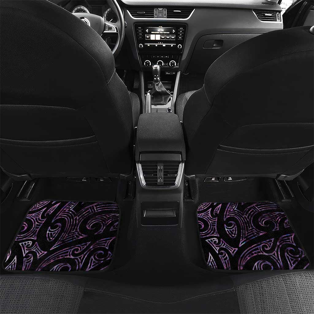 New Zealand Silver Fern Rugby Custom Car Mats Go All Black Purple Maori Paua Shell LT14 Set 2pcs - Back Purple - Polynesian Pride