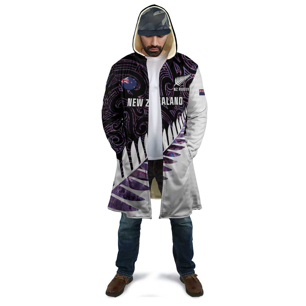 New Zealand Silver Fern Rugby Custom Cloak Go All Black Purple Maori Paua Shell LT14 - Polynesian Pride