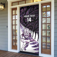 New Zealand Silver Fern Rugby Custom Door Cover Go All Black Purple Maori Paua Shell LT14 - Polynesian Pride