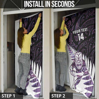 New Zealand Silver Fern Rugby Custom Door Cover Go All Black Purple Maori Paua Shell LT14 - Polynesian Pride