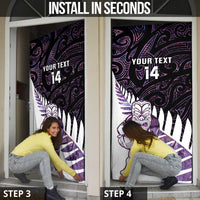 New Zealand Silver Fern Rugby Custom Door Cover Go All Black Purple Maori Paua Shell LT14 - Polynesian Pride