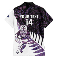 New Zealand Silver Fern Rugby Custom Family Matching Off Shoulder Maxi Dress and Hawaiian Shirt Go All Black Purple Maori Paua Shell LT14 - Polynesian Pride