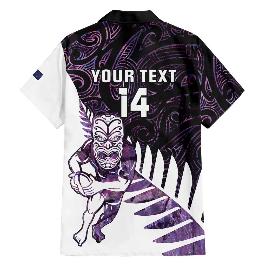 New Zealand Silver Fern Rugby Custom Family Matching Summer Maxi Dress and Hawaiian Shirt Go All Black Purple Maori Paua Shell LT14 - Polynesian Pride