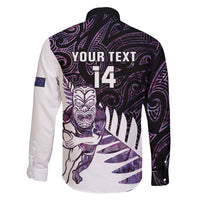 New Zealand Silver Fern Rugby Custom Family Matching Tank Maxi Dress and Hawaiian Shirt Go All Black Purple Maori Paua Shell LT14 - Polynesian Pride